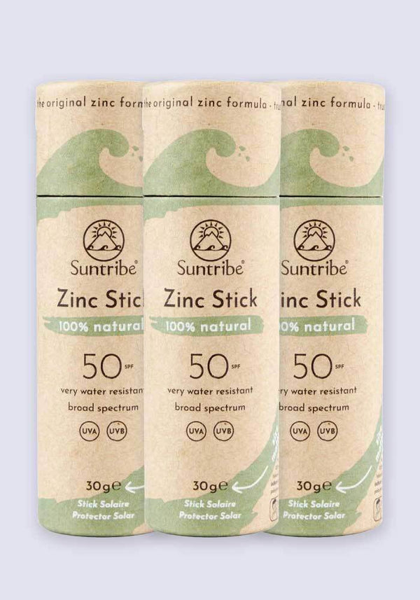 Suntribe Natural Mineral Zinc Sun Stick Mint Green SPF 50 30g - 3 Pack Saver