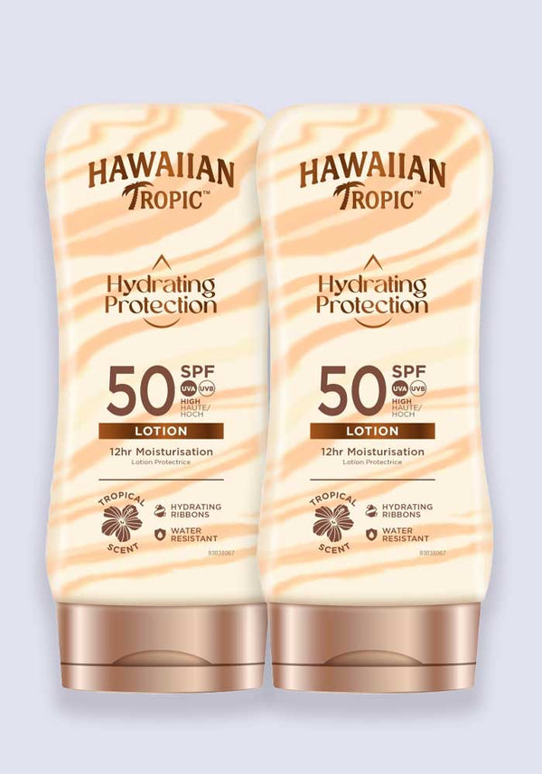 Hawaiian Tropic Hydrating Protection Sun Lotion SPF 50 180ml 2 Pack Saver