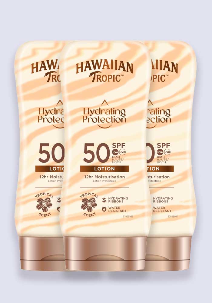 Hawaiian Tropic Hydrating Protection Sun Lotion SPF 50 180ml - 3 Pack