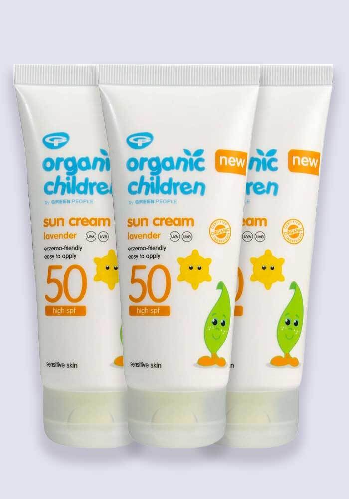 Green People Organic Children Lavender Sun Cream SPF 50 100ml - 3 Pack Saver