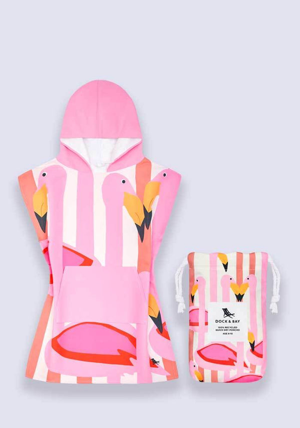 Dock & Bay Kids Poncho Hooded Towel - Flamboyant Flamingo