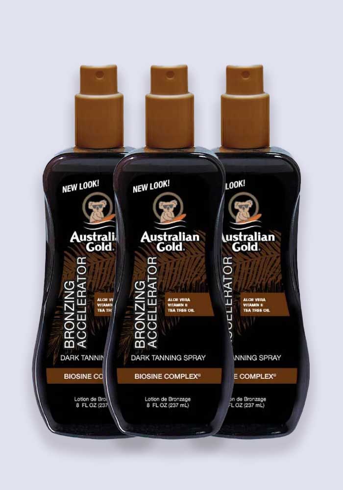 Australian Gold Dark Tanning Accelerator Spray Gel With Instant Bronzer 237ml - 3 Pack Saver