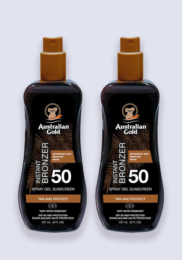 Australian Gold SPF 50 Spray Gel With Bronzer 237ml - 2 Pack Saver