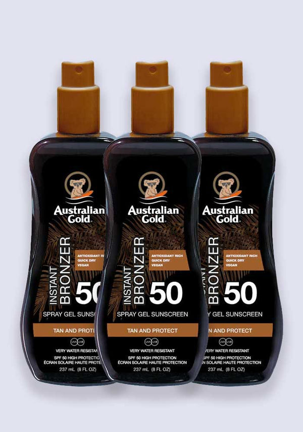 Australian Gold SPF 50 Spray Gel With Bronzer 237ml - 3 Pack Saver