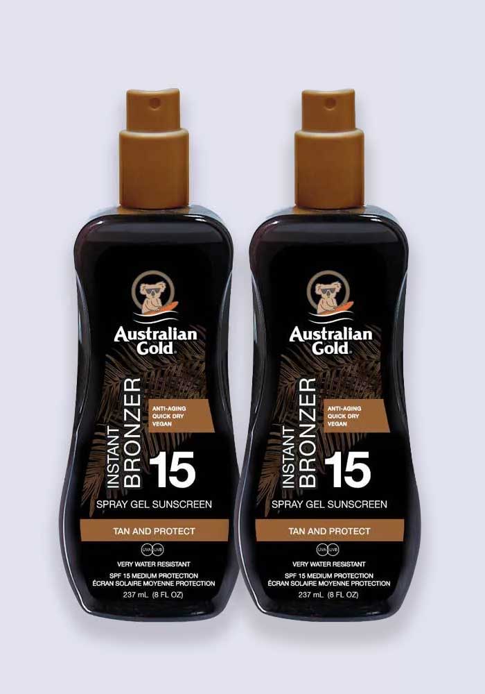 Australian Gold Spray Gel With Instant Bronzer SPF 15 237ml - 2 Pack Saver