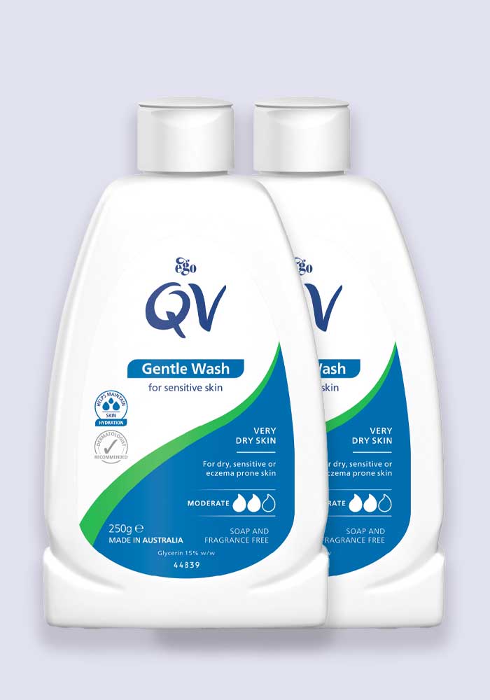 QV Gentle Wash Soap Free Cleanser PH Balanced & Hypoallergenic 250ml - 2 Pack Saver