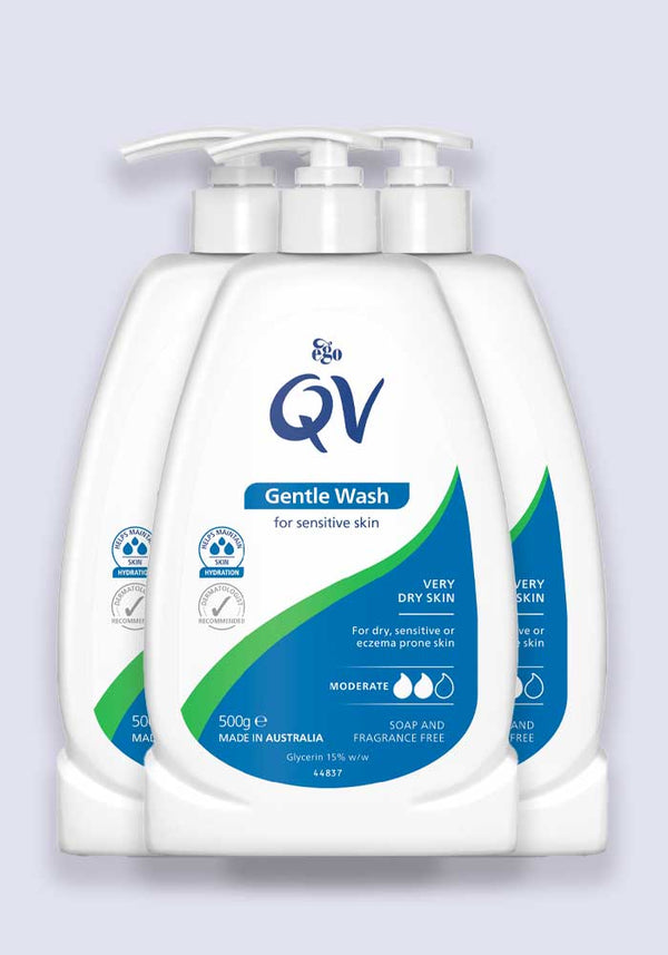 QV Gentle Wash Soap Free Cleanser PH Balanced & Hypoallergenic 500ml - 3 Pack Saver