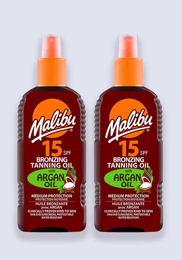 Malibu Bronzing Tanning Oil SPF 15 With Argan Oil 200ml - 2 Pack Saver