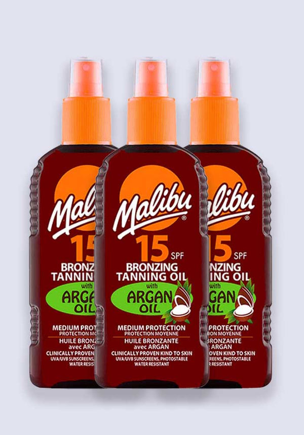 Malibu Bronzing Tanning Oil SPF 15 With Argan Oil 200ml - 3 Pack Saver