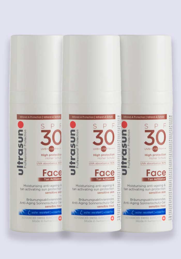 Ultrasun Tan Activator for Face SPF 30 50ml - 3 Pack Saver